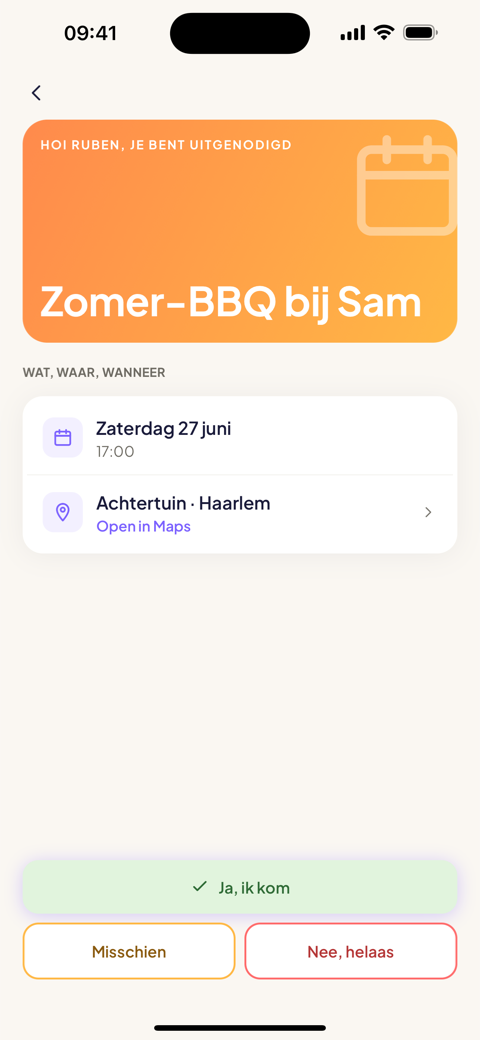 Gast reageert op een Planski-uitnodiging zonder account