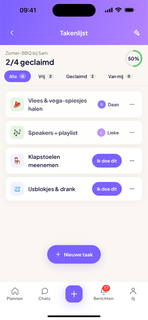 Takenlijst in Planski: gasten claimen wat ze meenemen